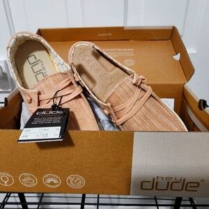 Peach Shimmer Hey Dudes size 7